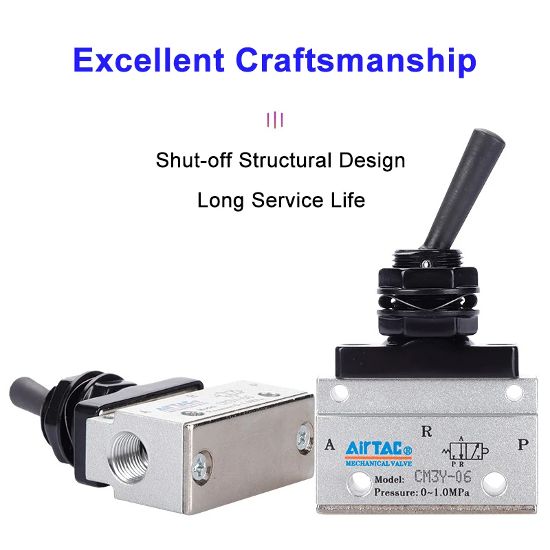 Airtac CM3Y-05 CM3Y06 CM3Y08 Válvula de control Typer de palanca de 3/2 vías - imagen 2