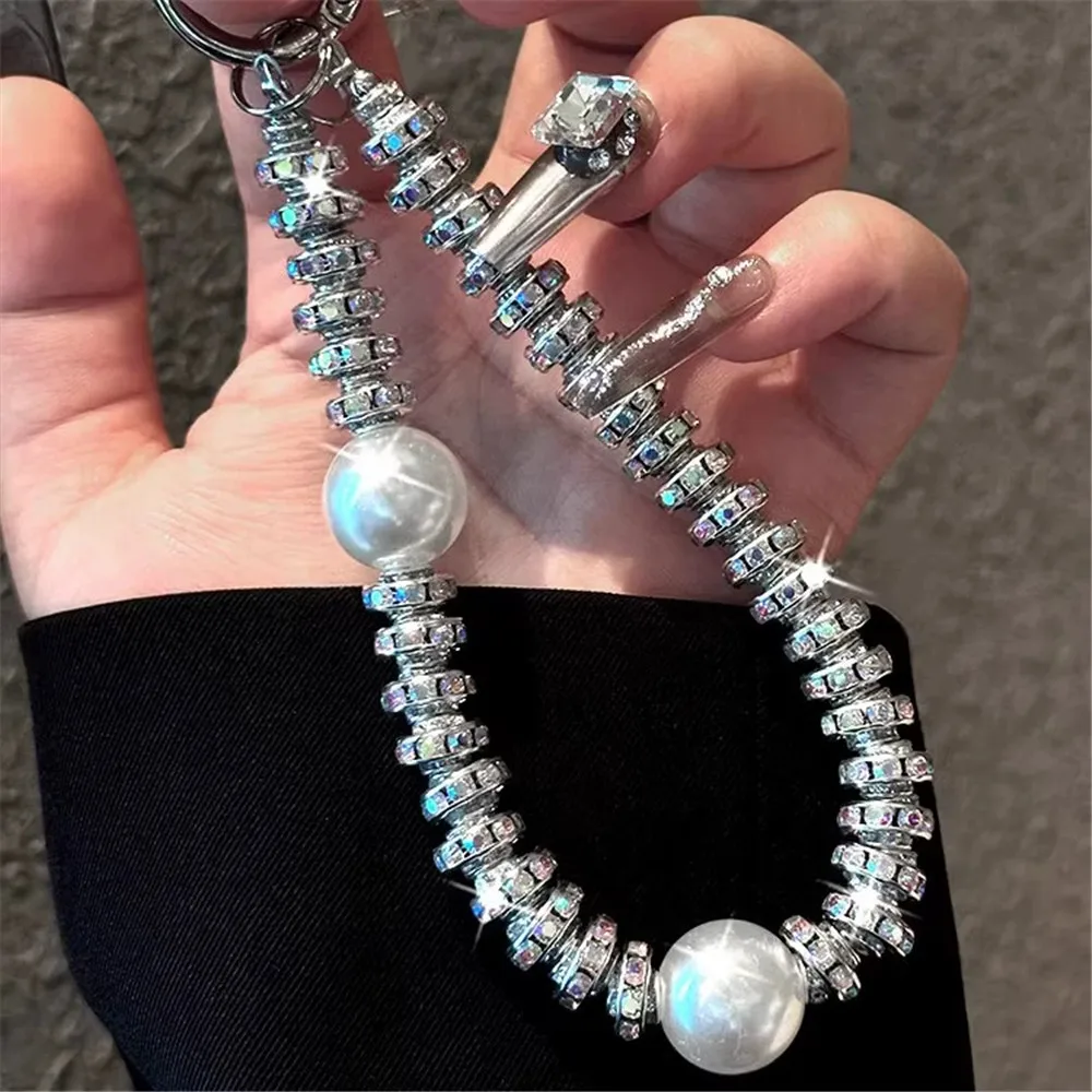 Cordón para teléfono móvil de gama alta con cadena corta con cuentas de moda de lujo de diamante adecuado para iPhone para Samsung para Xiaomi para OPPO - imagen 4