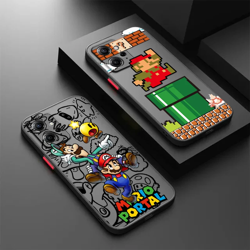 Supers m-marios arte fresco esmerilado translúcido para Redmi Note 13 12S 12T 11 11T 11E 10 10S 9 Pro Plus 5G funda de teléfono suave