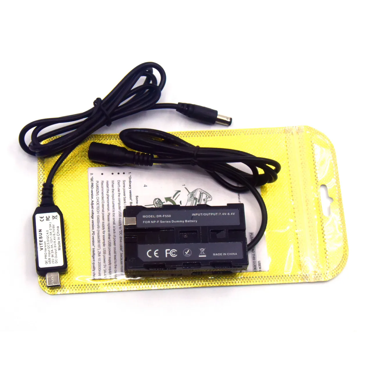 NP-F550 batería simulada NP-F750 NP-F960 NP-F970 + Cable adaptador de corriente USB C para varias luces de vídeo cámara Sony HXR-NX5 NX100 NX200 - imagen 5