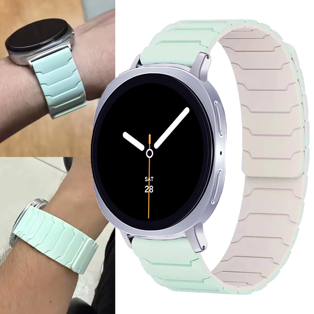 Para reloj 8 Classic 46mm banda de bucle magnético para Samsung Galaxy Watch 8 44mm 40mm correa de silicona accesorios de pulsera de repuesto