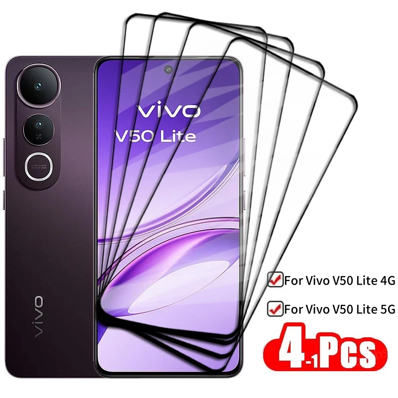 Cubierta completa de vidrio para Vivo V50 Lite, vidrio templado Vivo V50 Lite, Protector de pantalla, película protectora para teléfono Vivo V50 Lite pulgadas 6,77"