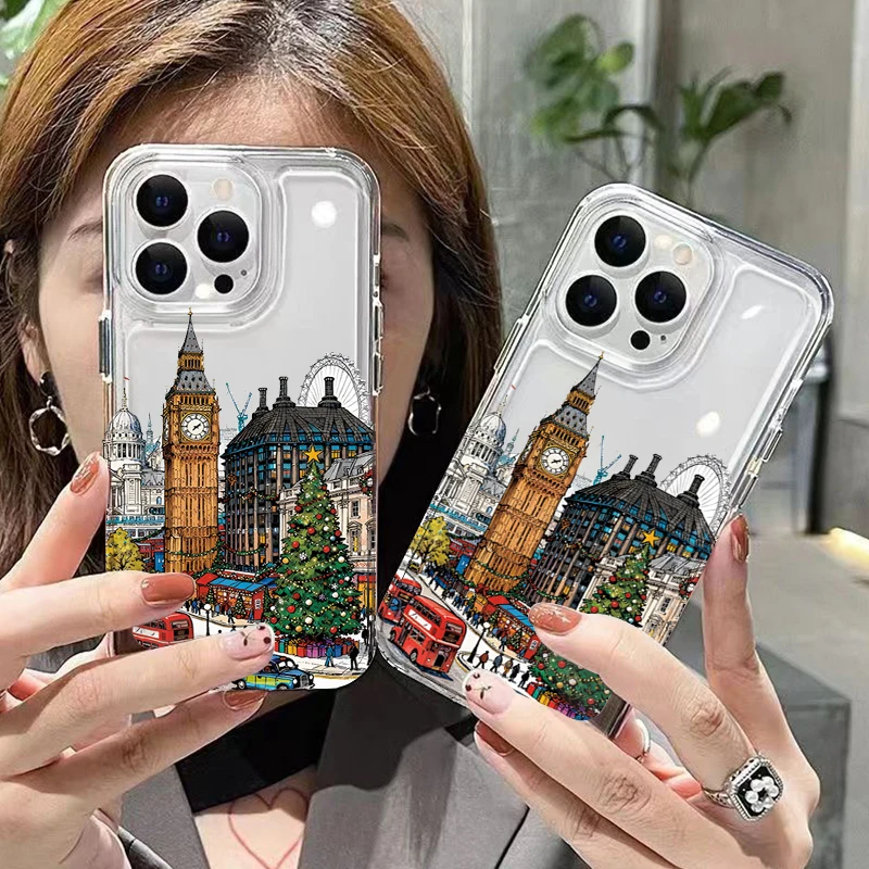 Navidad invierno nieve Londres paisaje de la calle funda de teléfono para Xiaomi Redmi Note 14 13 12 Pro Plus 12S 11 10 12 13 14C 13C 12C cubierta - imagen 2