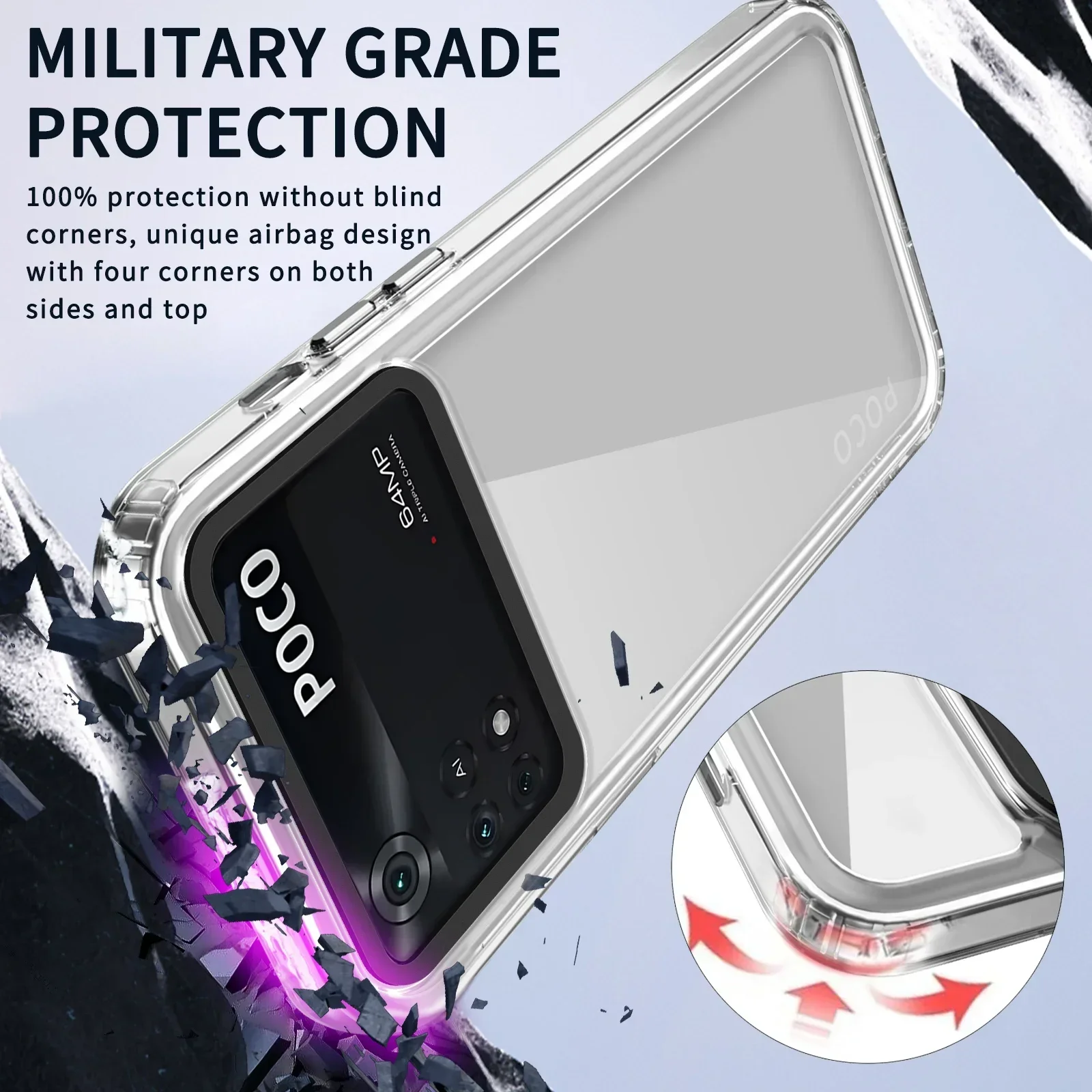 Funda transparente acrílica de lujo a prueba de golpes para Poco M4 Pro 4G M4 5G M5 4G X5 F5 Note 12 4G 11 Pro 12 Pro 5G, funda trasera transparente - imagen 4