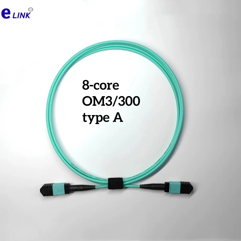 Cable de conexión de fibra MPO-MPO 8 núcleos OM3/300 hembra macho tipo A 2 3 5 10 15m cable de parche óptico aqua multimodo 8C ftth puente multimodo