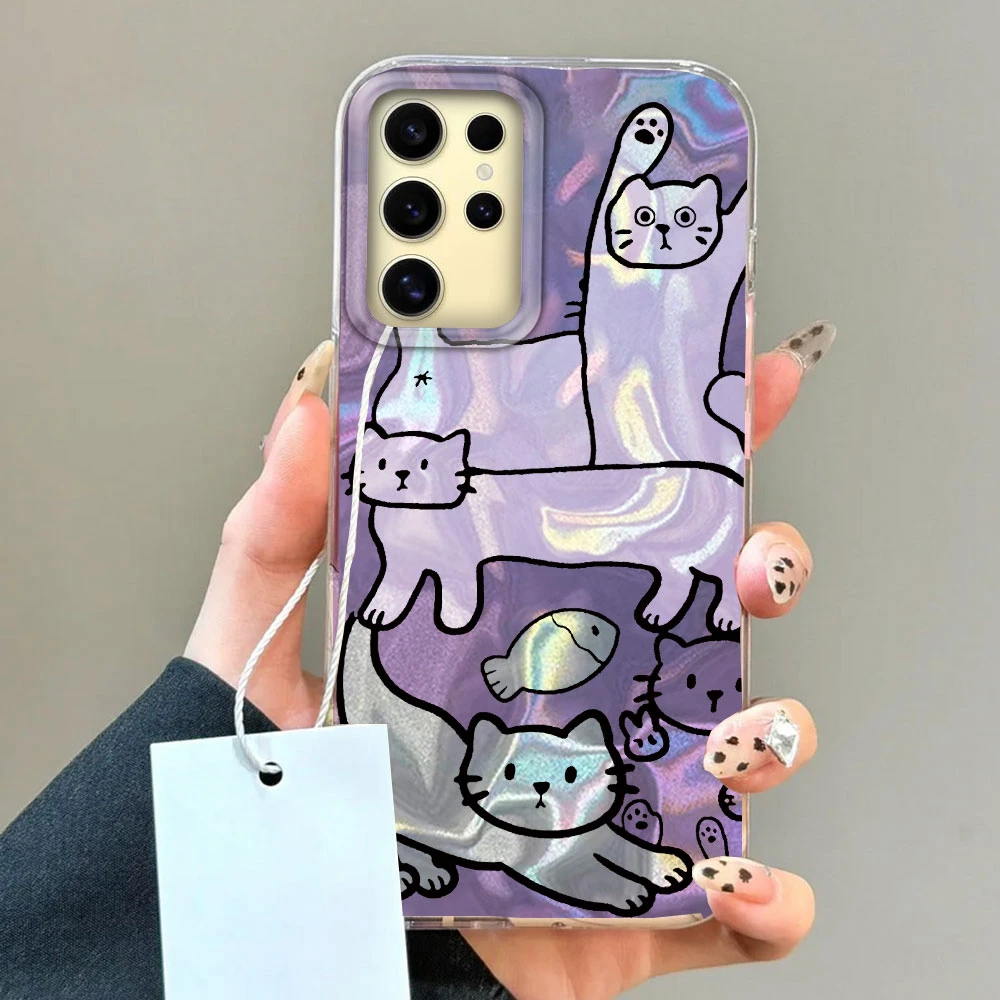 Funda de teléfono con textura de agua de pez gato línea púrpura para Samsung Galaxy S25 S24 S23 S22 S21 FE Plus Ultra S25 + funda de silicona TPU - imagen 4