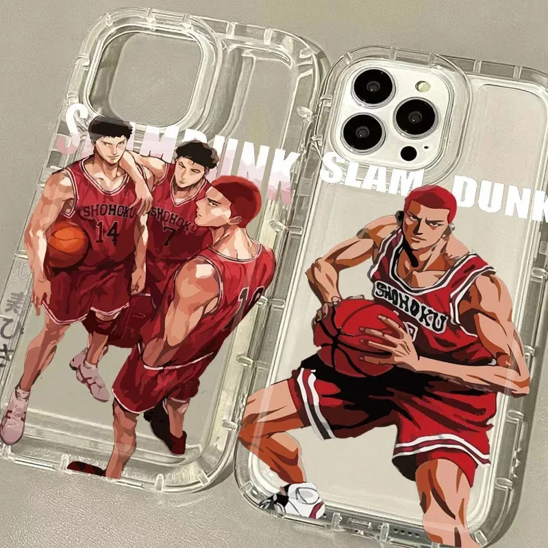 Funda de Anime Slam Dunk para iPhone 15 14 13 12 11 Pro Max XR XS X 8 7 6 6S Plus SE 2020 funda protectora de silicona transparente estampada