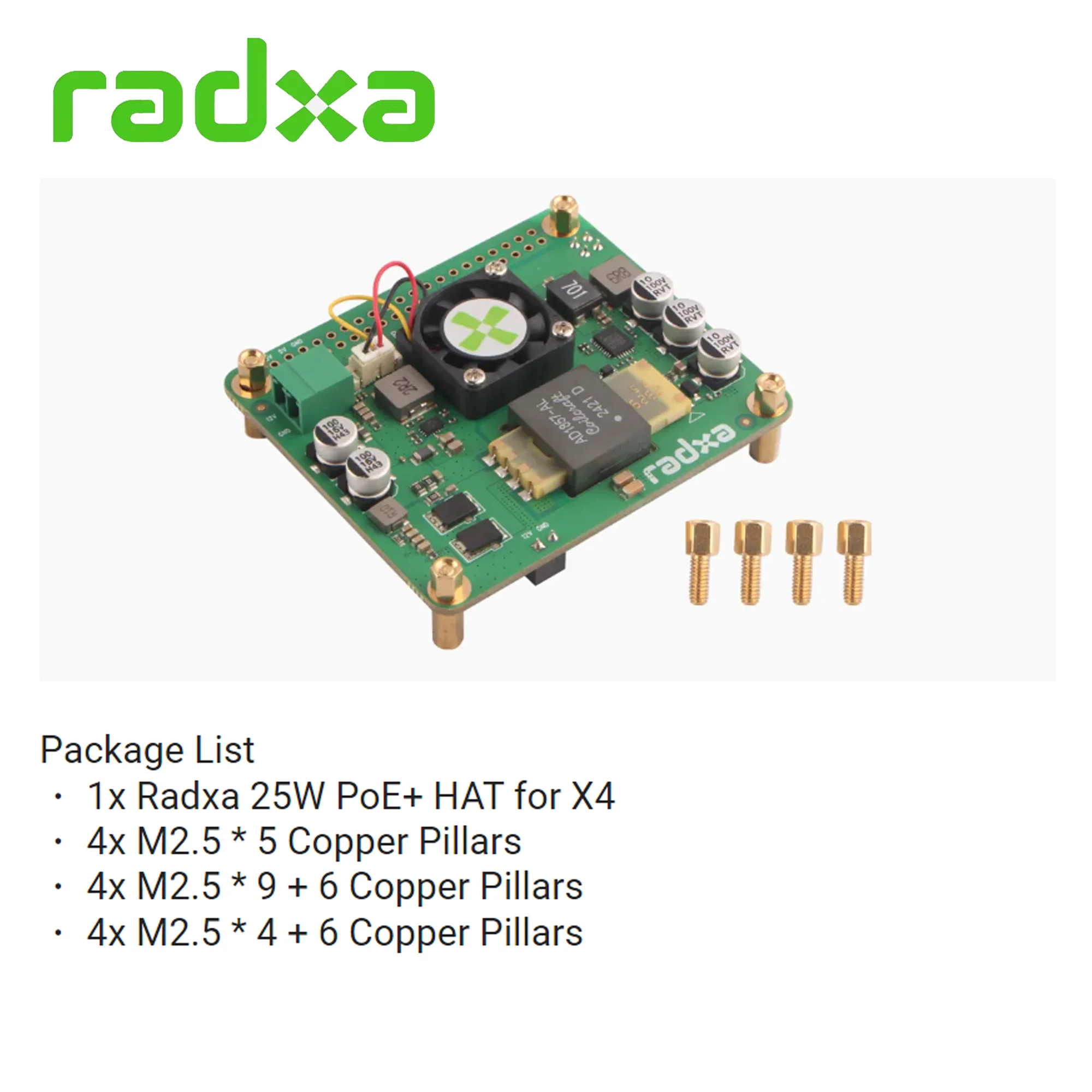 Radxa 25W PoE + HAT para Radxa X4 One Cable para fuente de alimentación y red ventilador de velocidad ajustable - imagen 3