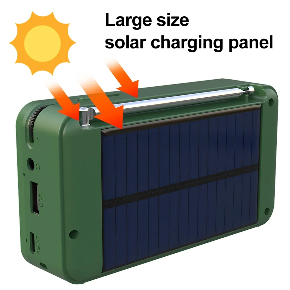 Radio Digital portátil DAB + Compatible con Bluetooth, Radio FM alimentada por energía Solar/recargable, Compatible con disco U, tarjeta TF, reproducción de MP3, pantalla LCD - imagen 2