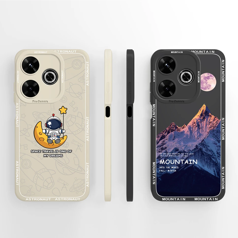 Funda Silicona Líquida Xiaomi Redmi 13 – Diseño Montaña Astronauta