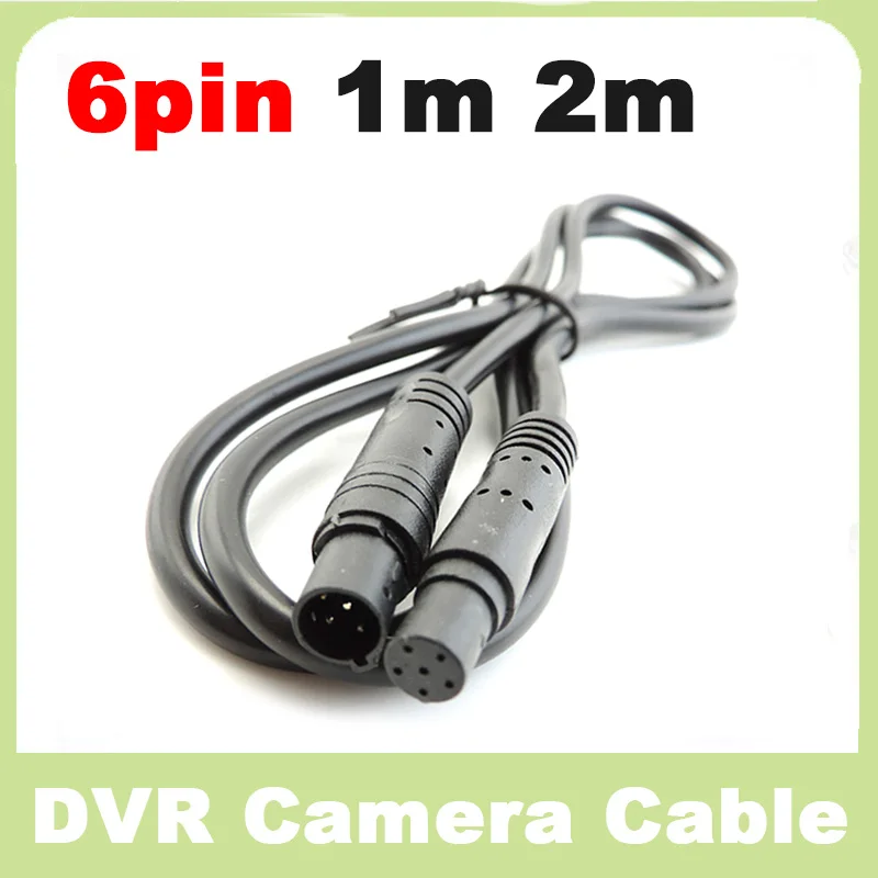 Cable de cámara de visión trasera de vehículo, Cables de extensión de cámara DVR de coche de 6 pines, Monitor HD, 1m, 2m, macho a hembra