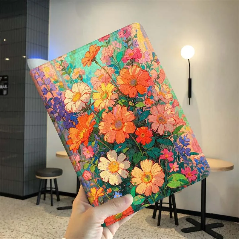 Pintura al óleo Color flor para Samsung Galaxy Tab A7 A A8 A9 A11 S6 S11 10,1 10,4 10,5 pulgadas Lite PLus funda para tableta - imagen 2
