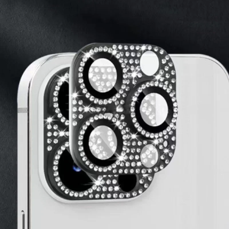 Película de lente de cámara para IPhone 14, 13, 12, 15 16Pro Max Mini 14 15 16Plus, Protector de anillo de lente de cámara con brillo de diamante, 2-3 Uds. - imagen 2
