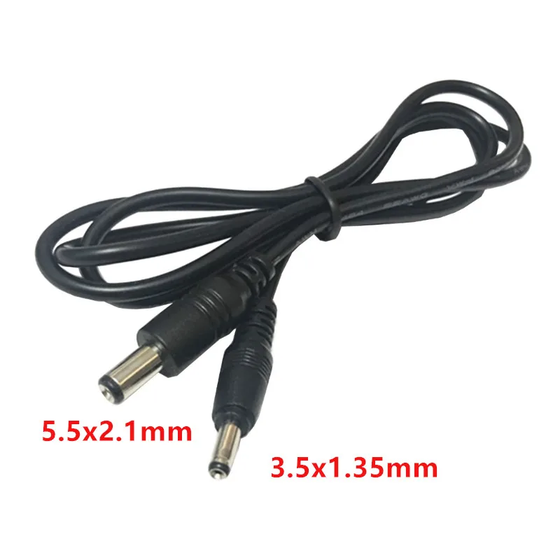 Adaptador de corriente CC, cables de extensión, enchufe macho de 5,5x2,1mm a macho de 3,5x1,35mm, convertidor de Cable de fuente de alimentación para cámara CCTV