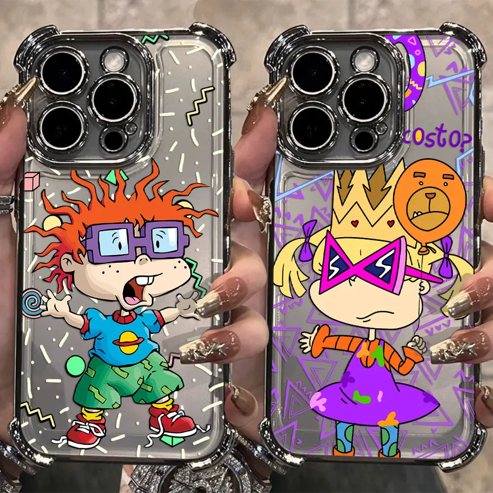 Funda chapada divertida de dibujos animados para r-rugrats iPhone 16 15 14 13 12 11 Pro Max X XR XSMax 7 8 Plus funda trasera anticaída Airabag - imagen 3