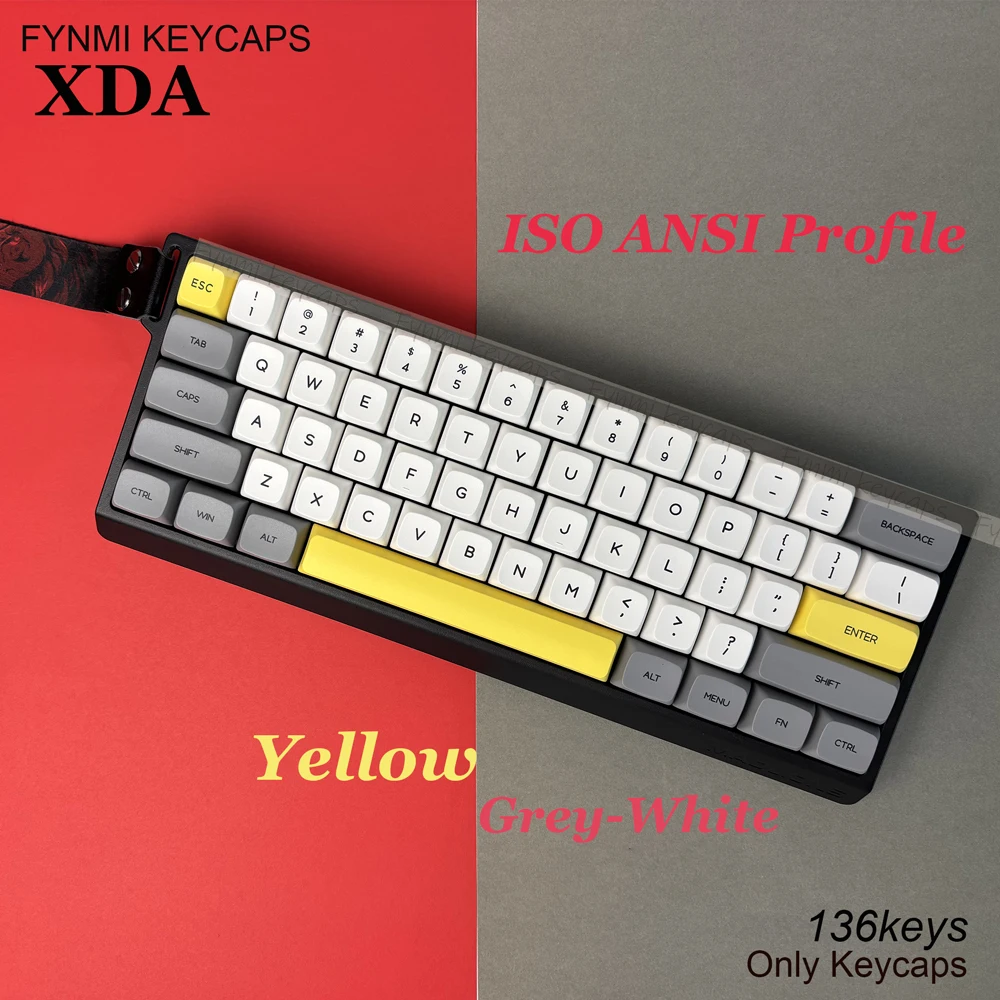 Nuevo DOLCH XDA teclas blancas, grises, rojas y amarillas, diseño ANSI ISO, teclas de sublimación de tinte PBT para interruptor mecánico MX - imagen 2