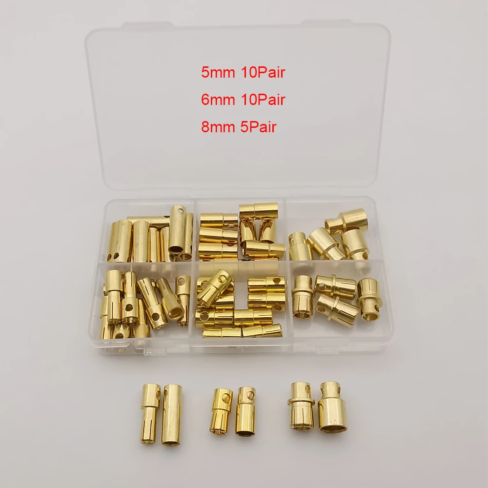Conectores tipo bala RC de 2mm, 3,5mm, 4mm, 5mm, 6mm, 8mm, conector tipo bala con conector tipo banana macho y hembra para batería RC, enchufe de cable de Motor ESC - imagen 3
