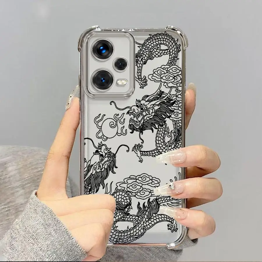 Cool Chinese Loong-funda de teléfono para Xiaomi Redmi Note 10 Lite 11s 9S 10s 14 Pro Plus 11 12 13 10 Pro, funda transparente - imagen 4