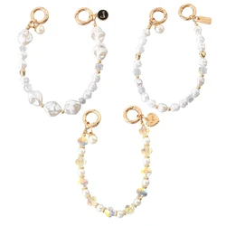 Cadena Perlas Blancas Móvil Pulsera Llavero Anti-pérdida