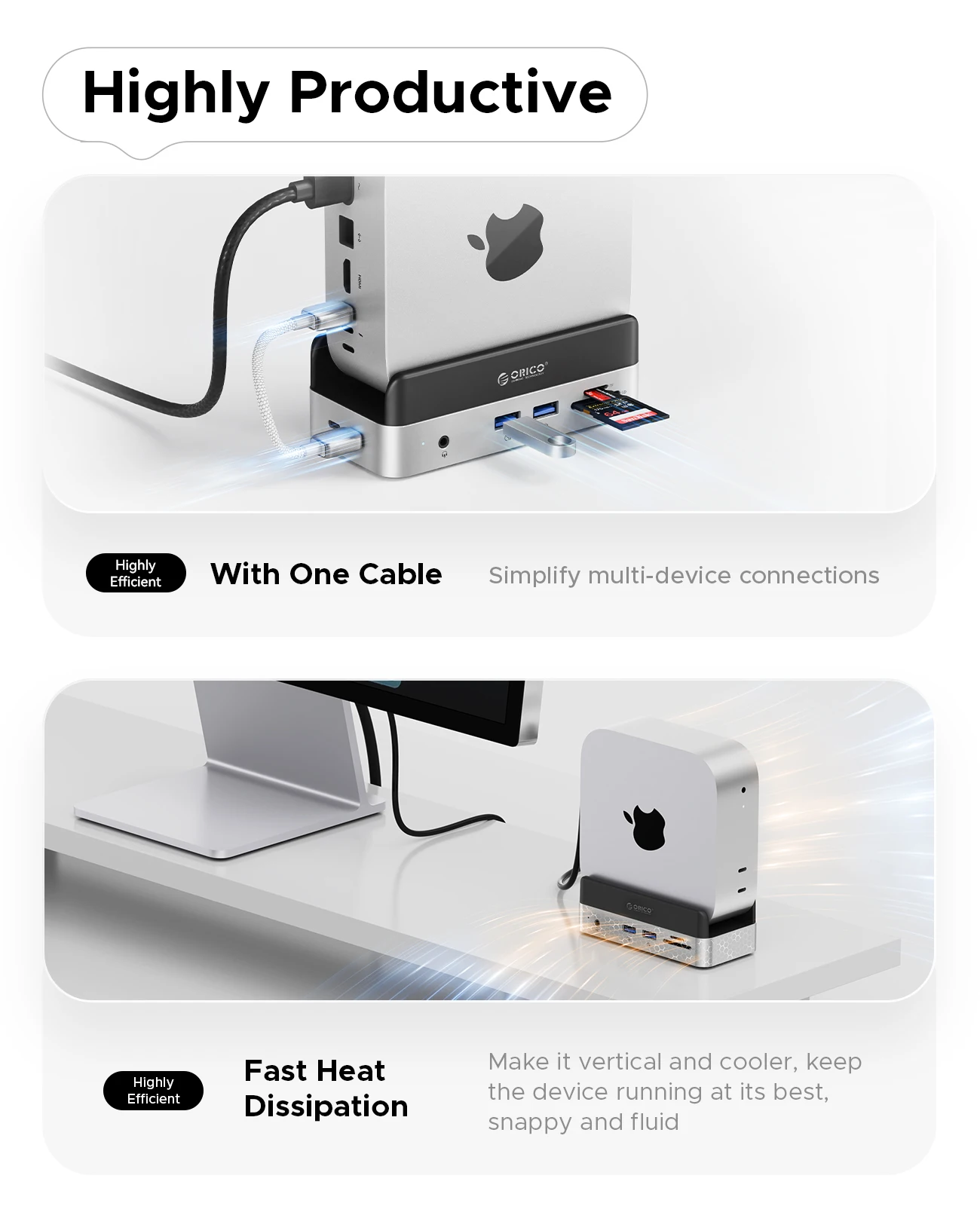 ORICO VSE USB3.2 Gen2 tipo C soporte de base de expansión para Mac Mini M4/Pro con opciones M.2 SSD 512G 1T 2T base de unidad externa - imagen 4