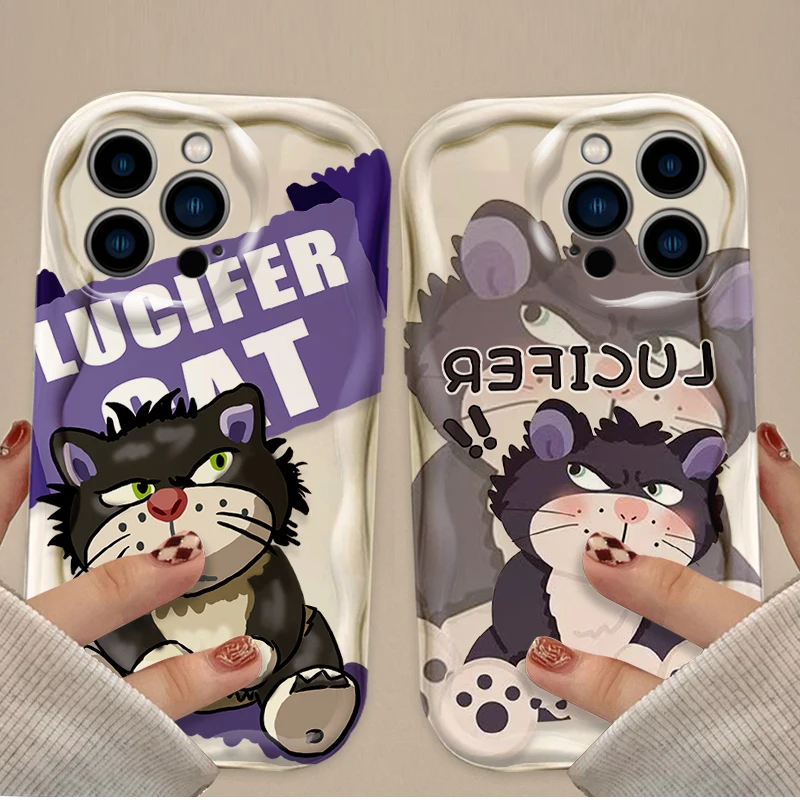 Funda suave con diseño de gato Super Lucifer 3D Wave para iPhone 16 15 14 13 12 11 Pro Max X XR XS 8 7 Plus SE 2020, funda de silicona a prueba de golpes - imagen 2
