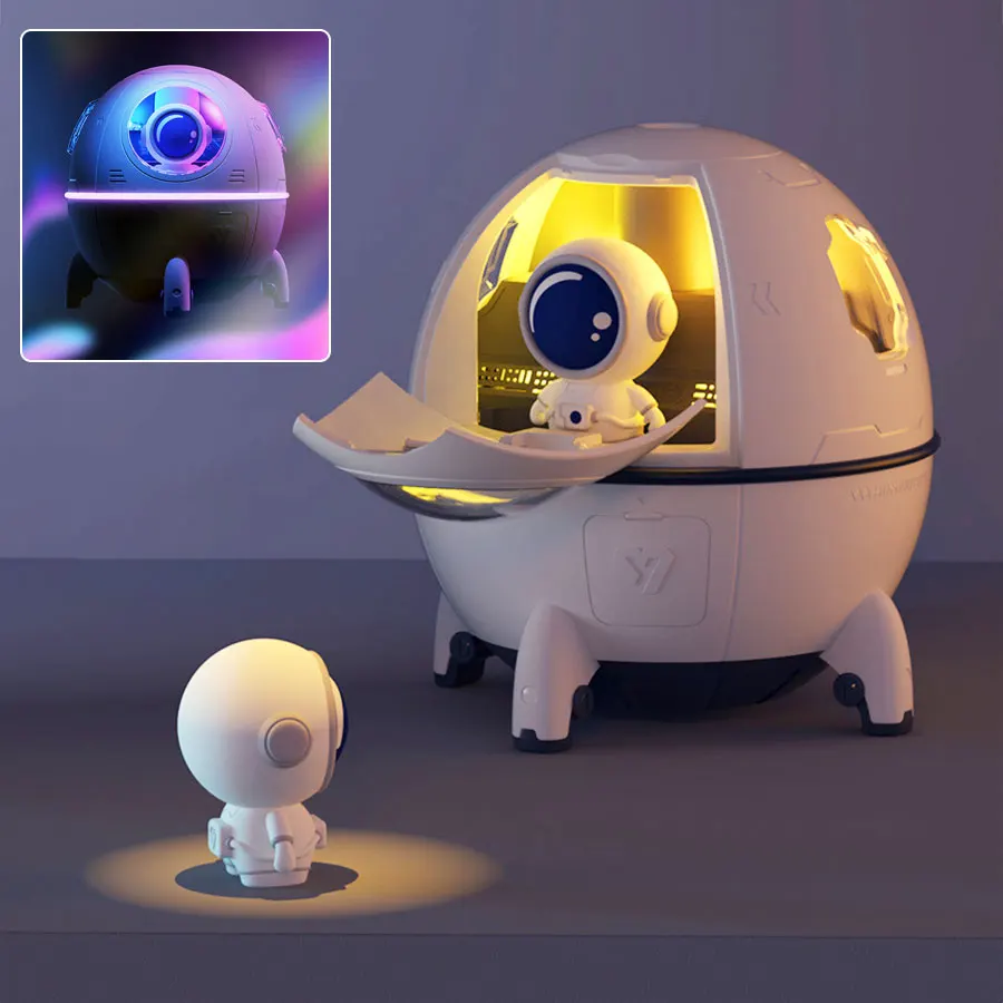 Luz LED nocturna recargable/USB, humidificador de cápsula espacial, lámpara de ambiente para habitación, decoración de dormitorio, regalo para niños - imagen 2