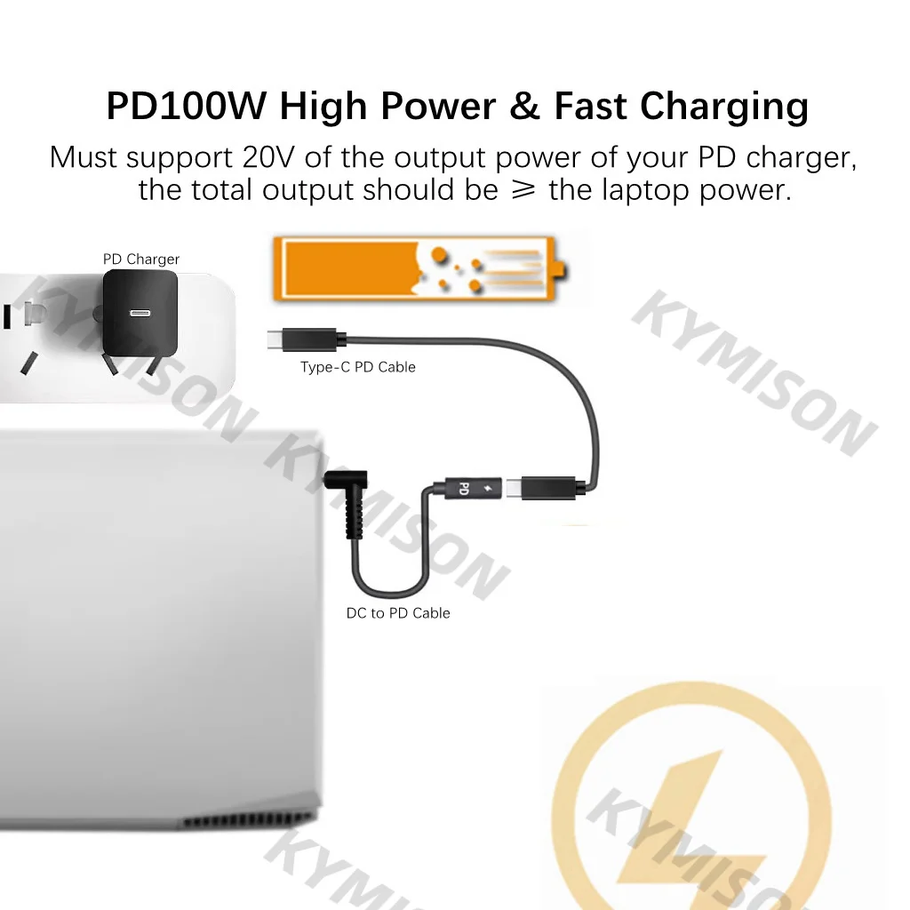 100W USB tipo C hembra a 5,5x2,5mm convertidor de enchufe adaptador de corriente para ordenador portátil conector USB C Cable de carga rápida para cargador de ordenador portátil - imagen 2