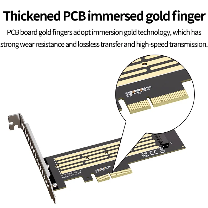 Teucer-adaptador M.2 NVME a PCIe 4,0 3,0 SSD, tarjeta de expansión de 64Gbps X4 X8 X16 para PC de escritorio, estado sólido 2230/2242/2260/2280/22110 - imagen 2
