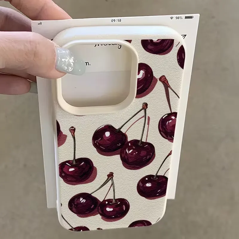 Para Redmi Note14 Pro 4G funda para Xiaomi Redmi Note 13 12 11 Pro Plus 5G 15C 14C 13C 4G vino rojo cereza patrón mate cubierta de teléfono - imagen 3