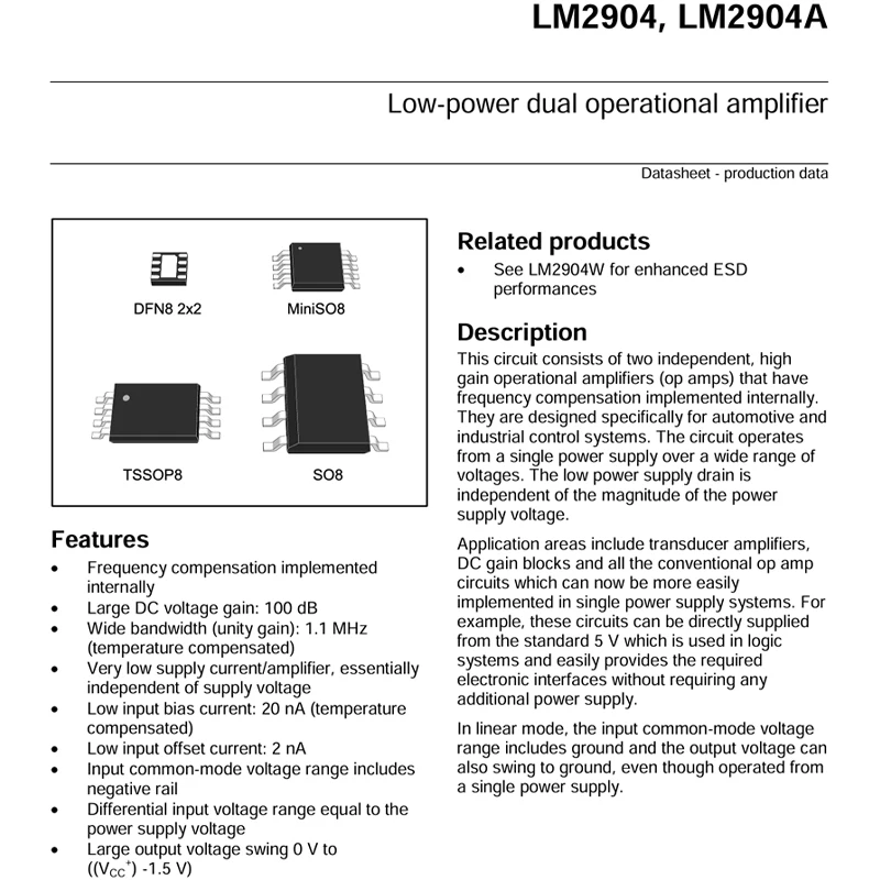 10 Uds LM2904ST MSOP8 LM2904 2904 K403 chip amplificador operacional bipolar de baja potencia - imagen 3