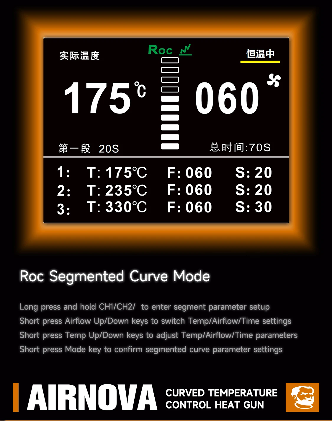 Pistola de Aire Caliente Inteligente de Alta Potencia MECHANIC AIRNOVA 1200W, Estación de Retrabajo con Boquilla de Aire para Reparación de Teléfonos, Soldadura de BGA, IC, PCB, Herramienta de Modelado - imagen 3