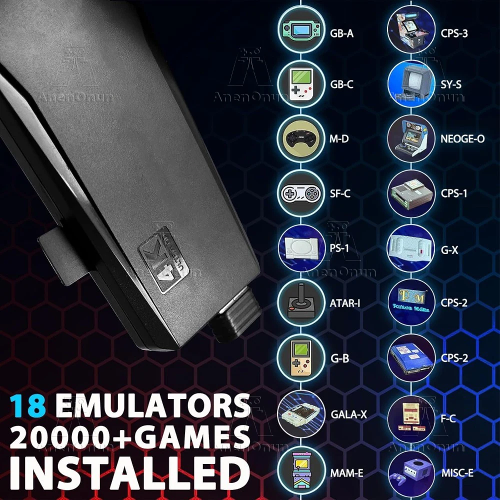 Consola de videojuegos 4K con más de 20000 juegos integrados, emulador de 18 juegos de TV, Emuelec, máquina de juegos Retro con 2 mandos - imagen 2