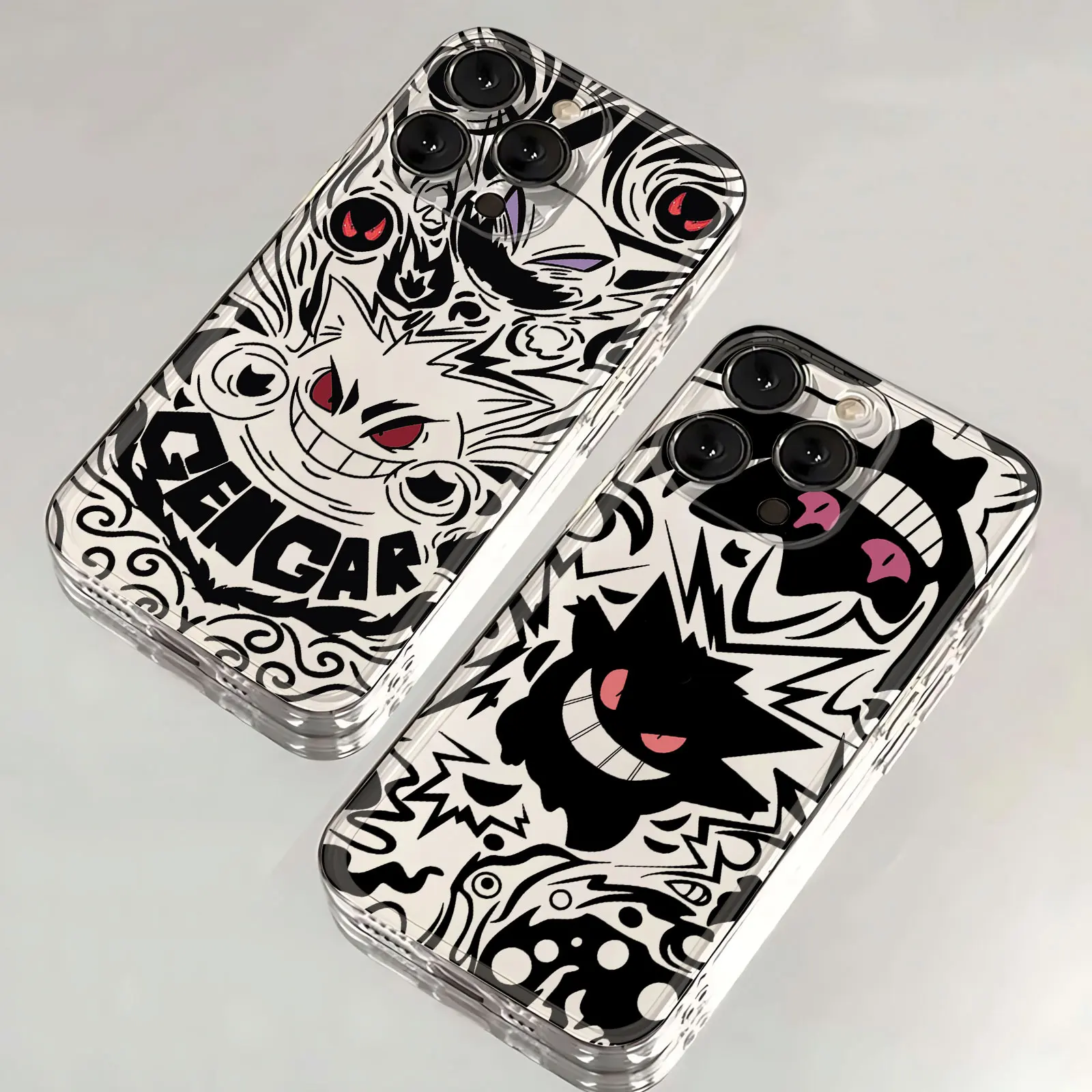 Funda de Pokémon Gengar para iPhone, carcasa transparente, color negro, para modelos 16, 15, 14, 13, 12, 11 Mini Pro Max, X, XR, XSMax, 7, 8 Plus, SE20, novedad - imagen 2