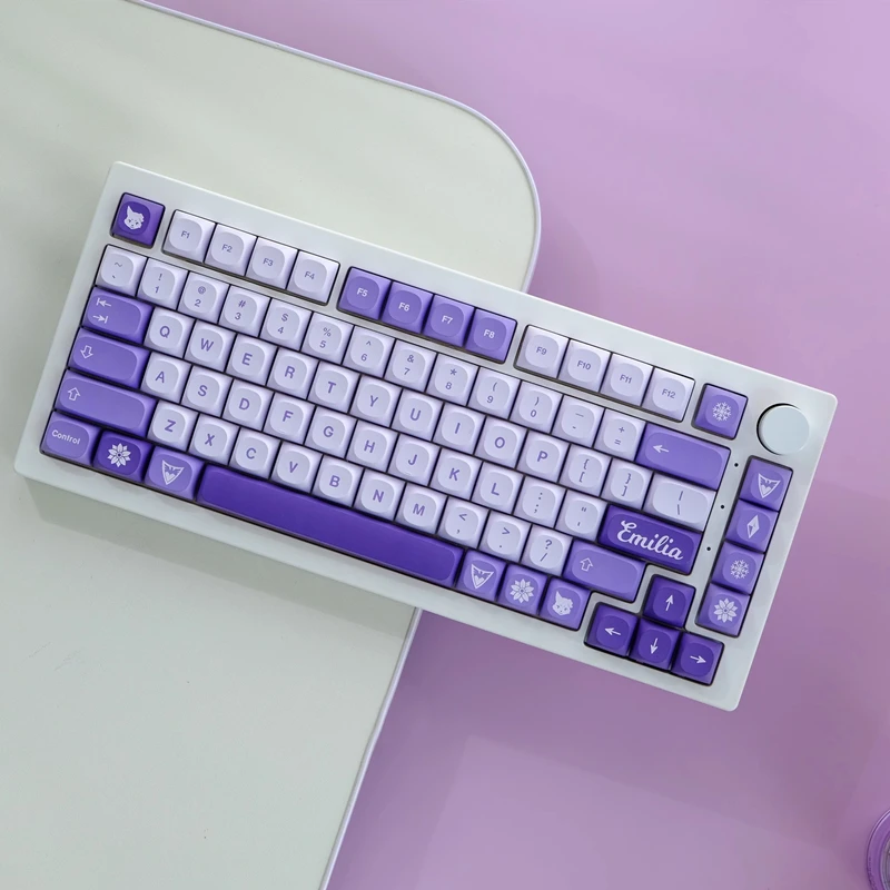 1 Juego de teclas clon GMK Frost Witch PBT Dye Subbed, teclas moradas, perfil MA, teclas a prueba de luz para interruptor MX Wooting 60 80 - imagen 2