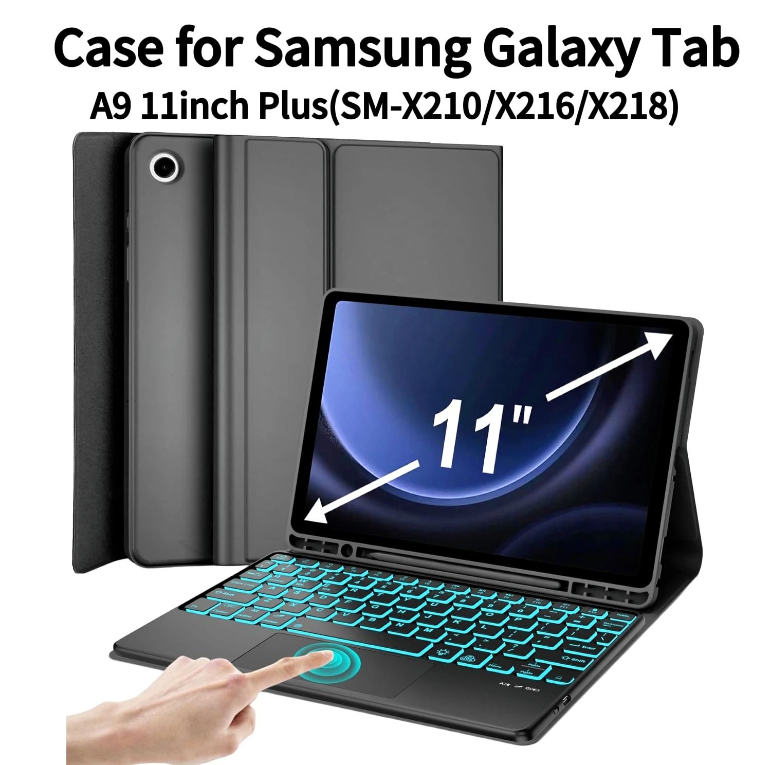 Funda para Samsung Galaxy Tab A9 Plus Funda con teclado Bluetooth desmontable de 11 pulgadas para Samsung Tab A9+ (Modelo: SM-X210/X216/X218) - imagen 2