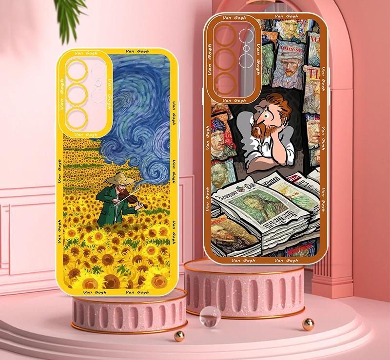 Funda de teléfono transparente con ojos de ángel para Samsung Galaxy, cielo estrellado de arte alto, Van Gogh, S23, S22, S21, S20 Pro, FE Ultra, A23, A52, A53, A71 - imagen 2