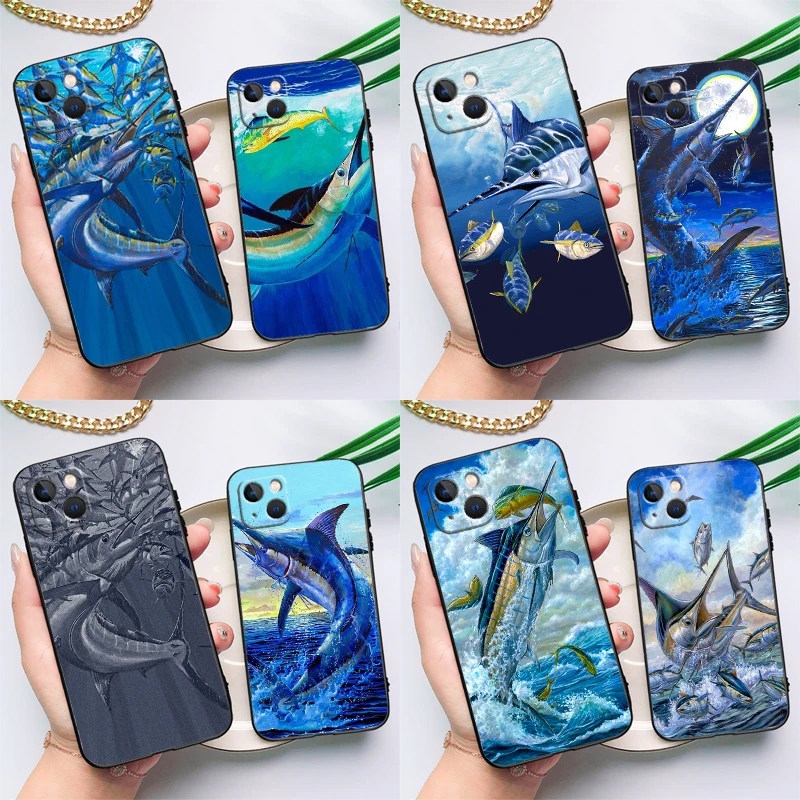 Funda de pintura Marlin azul para OnePlus Nord 5 CE 4 3 2 Lite N30 OnePlus 11 12 13 15 12R 13R 10T 13T 9 10 Pro