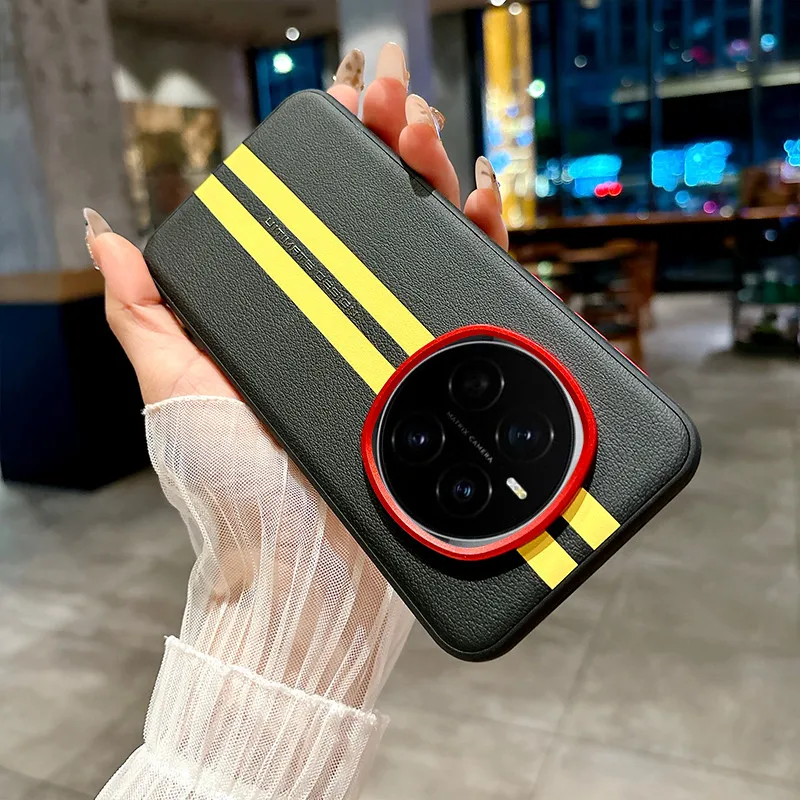 Para Honor Magic 7, 7 Pro, 7 RSR funda ELVEV pista amarilla sensación de piel PU funda dura para teléfono de PC - imagen 5