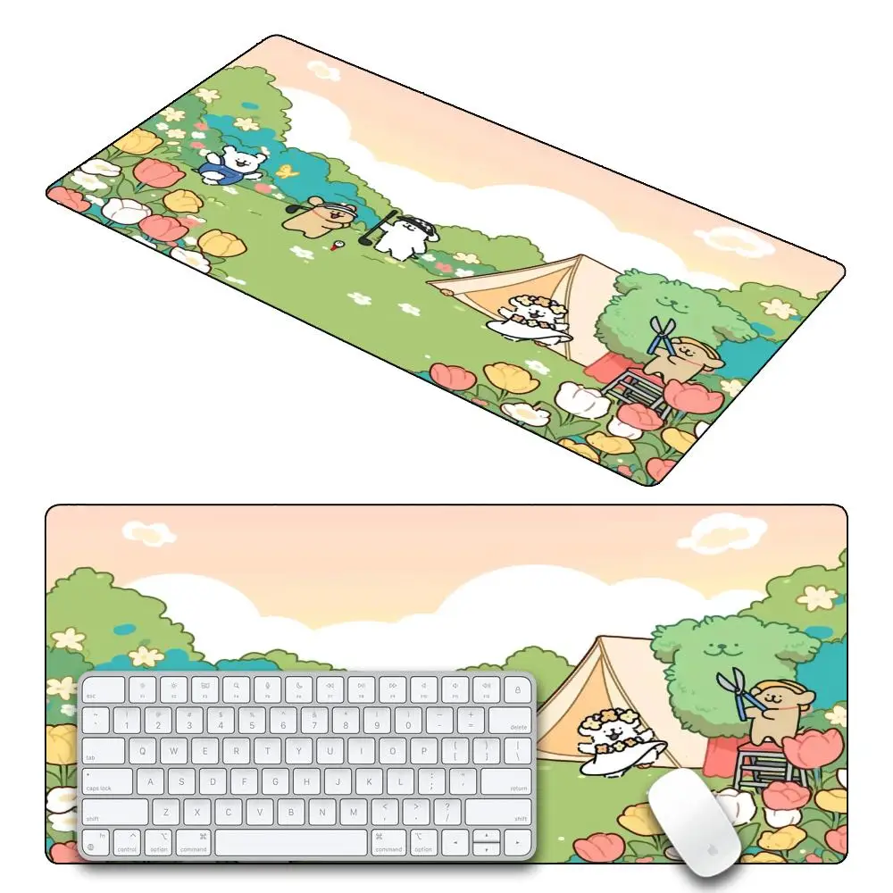 Alfombrillas de ratón maltais de perro de línea de dibujos animados, antideslizantes, Lockedge, para oficina, juegos de estudiantes, gruesas, de escritura grande, cojín para alfombrilla de ratón - imagen 2