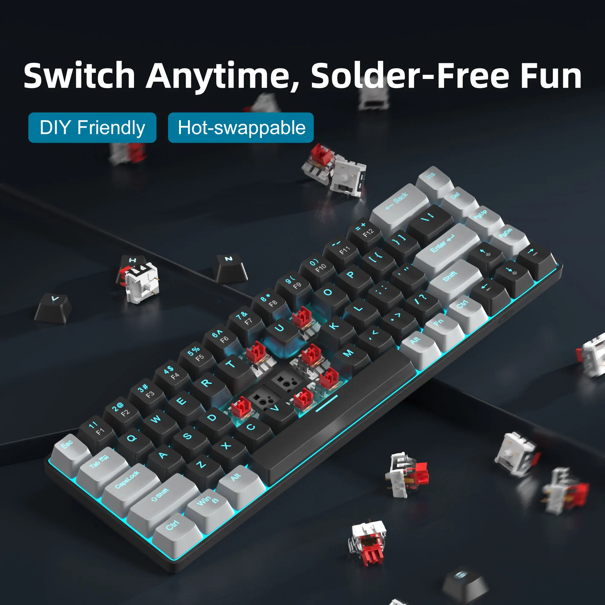 MageGee Teclado mecánico portátil 60% para juegos, MK-Box LED retroiluminado compacto 68 teclas Mini teclado de oficina con cable para PC Windows - imagen 4