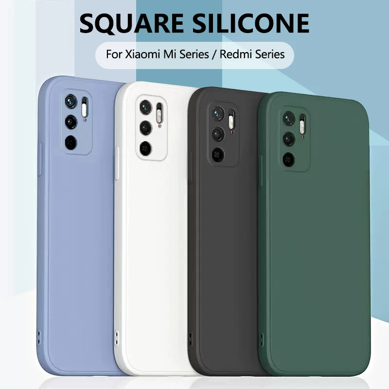 Funda cuadrada de silicona suave para teléfono Xiaomi Redmi Note 11 Pro 11S 10S 9 Pro 9S 10A 10C 9A 9C Mi 11T Lite POCO X3 X4 - imagen 2