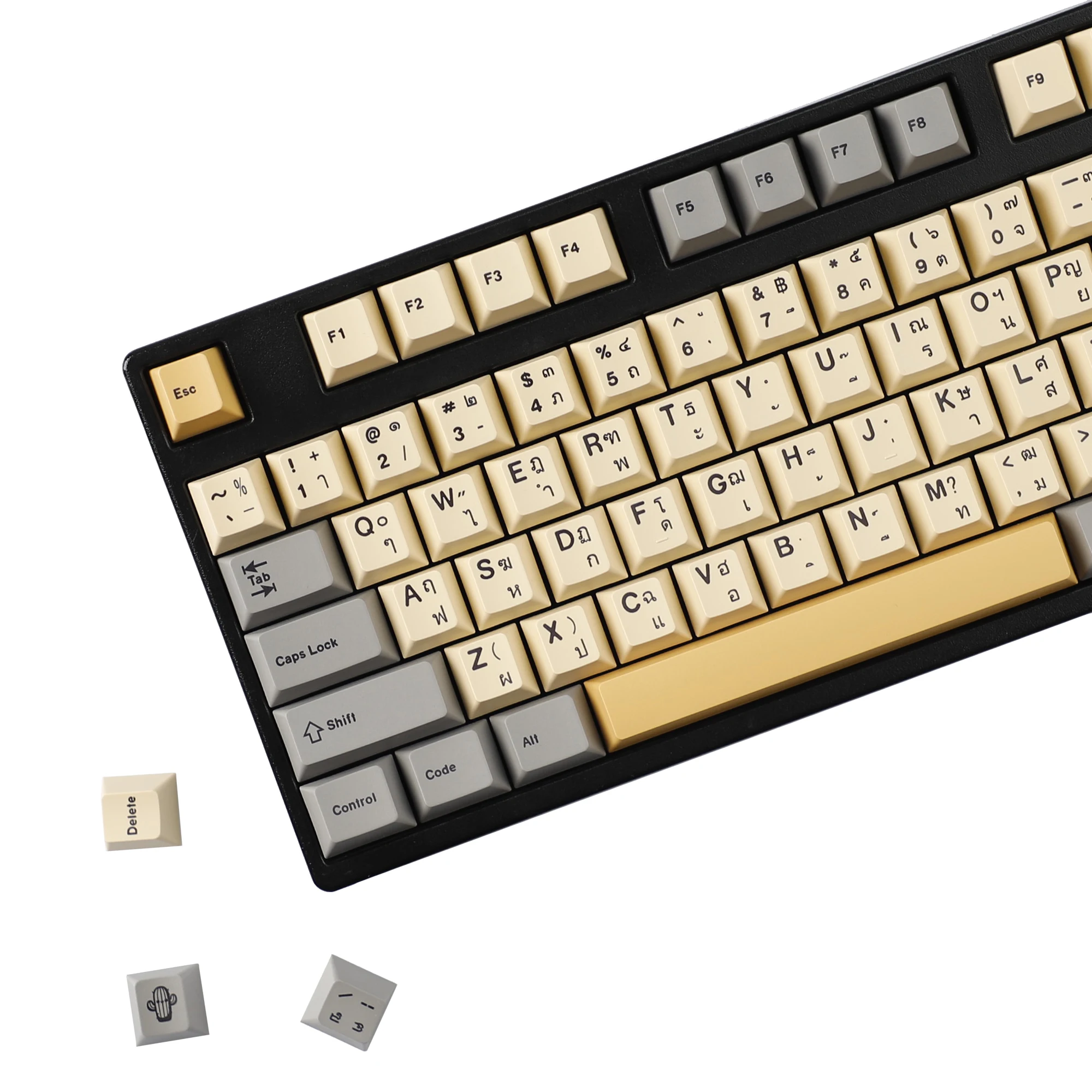 YMDK-teclas con tema del desierto, 144 teclas, minimalista tailandés, PBT, perfil de cereza, tinte, impresión superior, teclas personalizadas para teclado mecánico MX - imagen 2