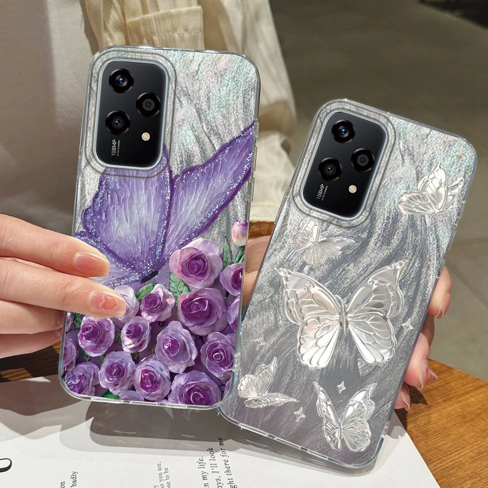 Mariposa púrpura gradiente colorido para Honor 400 200 Magic 7 Lite 200 Pro X9a X9c X8a X8b fundas de teléfono cubierta de silicona parachoques trasero