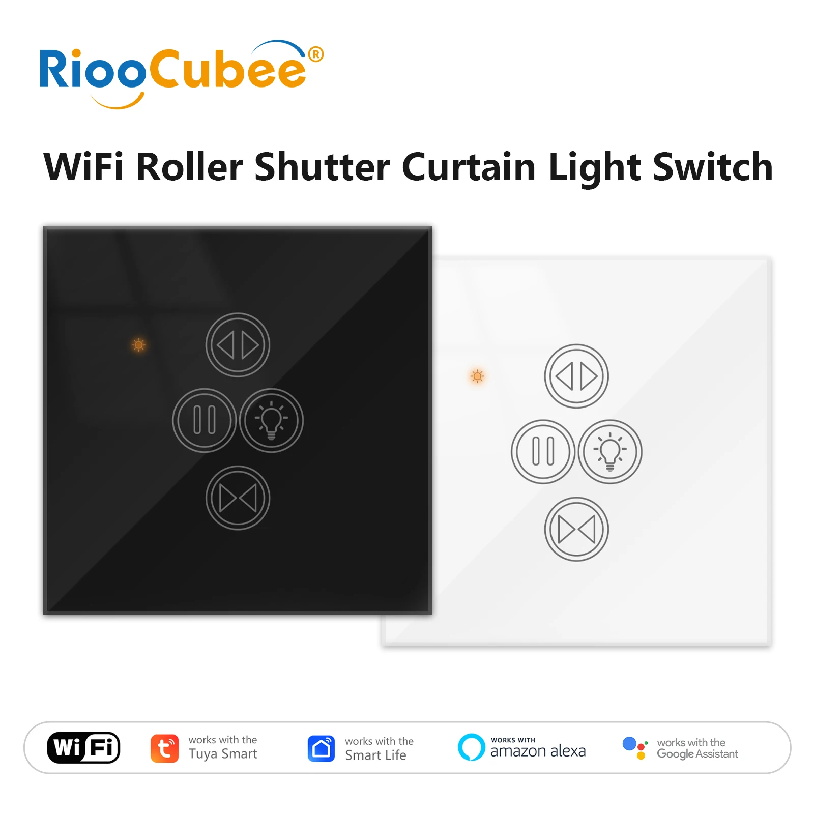 RiooCubee Tuya Smart Life cortina de luz negra Panel táctil interruptor Control remoto temporizador Control por voz a través de Google Home Alexa