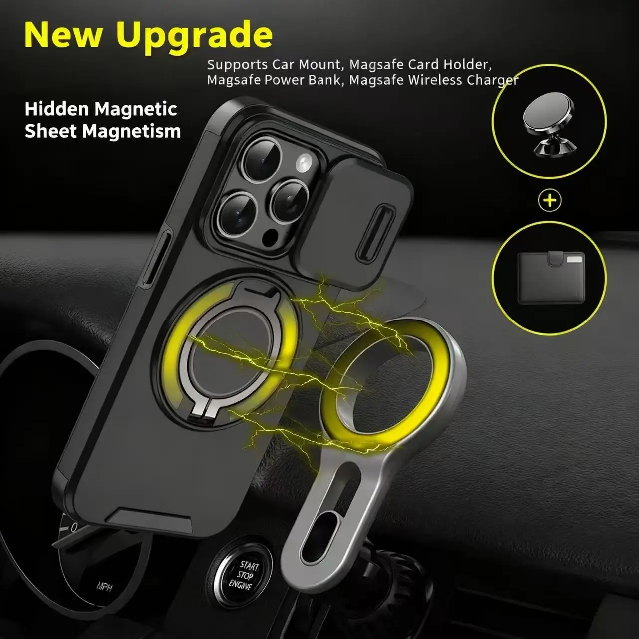 Compatible con iPhone 17 Series: Funda protectora a prueba de golpes con soporte magnético con ventana de empuje - imagen 2