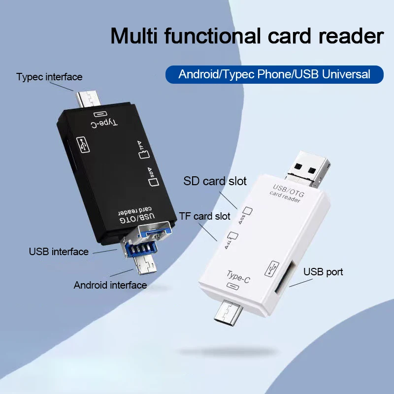 Lector de tarjetas 6 en 1 OTG tipo C lector de tarjetas Micro TF unidad Flash lector de tarjetas de memoria inteligente USB 2,0 TF CF adaptador de lector de tarjetas ﻿ - imagen 2