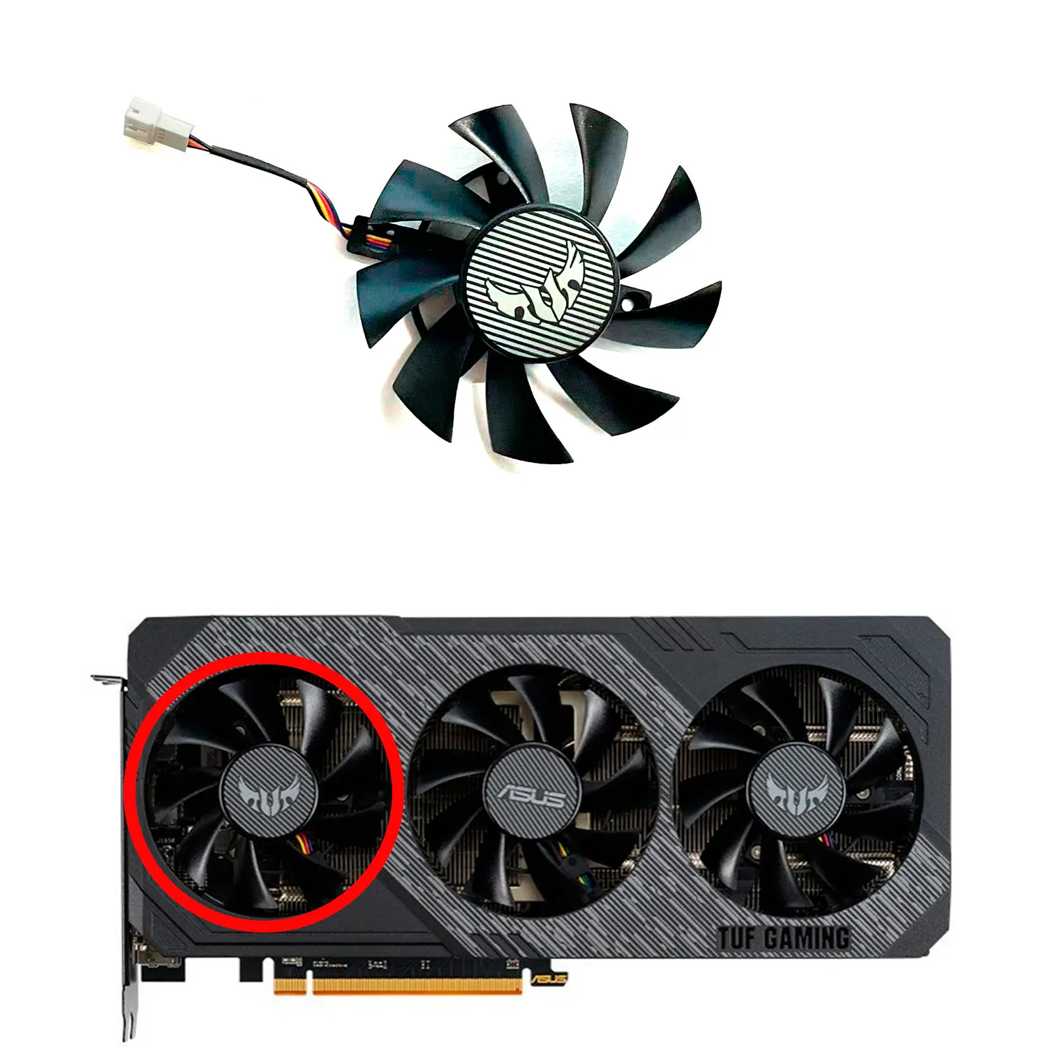 ASUS GTX 1660Ti 1660super RX 5700 XT TUF X3 OC ventilador de refrigeración de gráficos 75MM 7Pin FD8015U12D GTX1660 RX5700 RX5700XT ventilador GPU - imagen 5