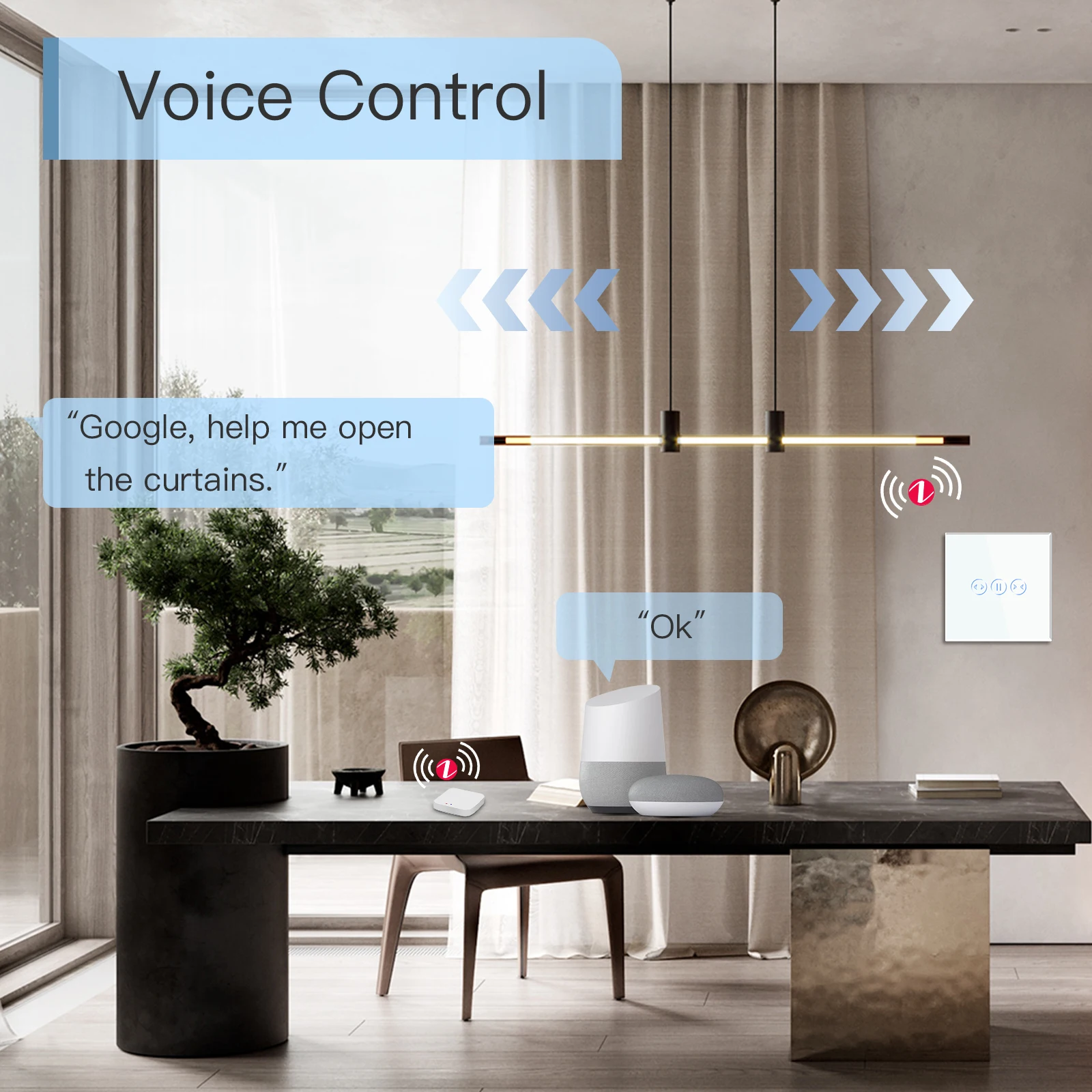 BSEED-Interruptor de cortina inteligente Zigbee, eléctrico, motorizado, Tuya, Google Home, Alexa, Echo, Control inalámbrico, Bule, retroiluminación, 5A - imagen 5