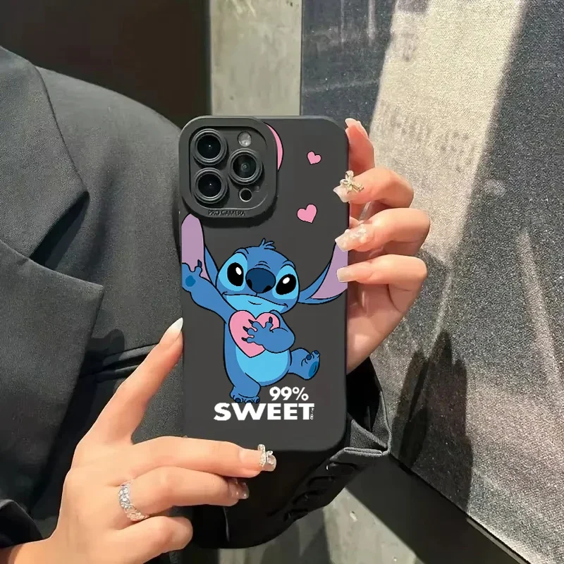 Funda de teléfono de dibujos animados felices coloridos de Disney Stitch para iPhone 15 16 14 13 12 11 Pro Max XR XS X 7 8 Plus MINI Y2K bonita funda Kawaii - imagen 5