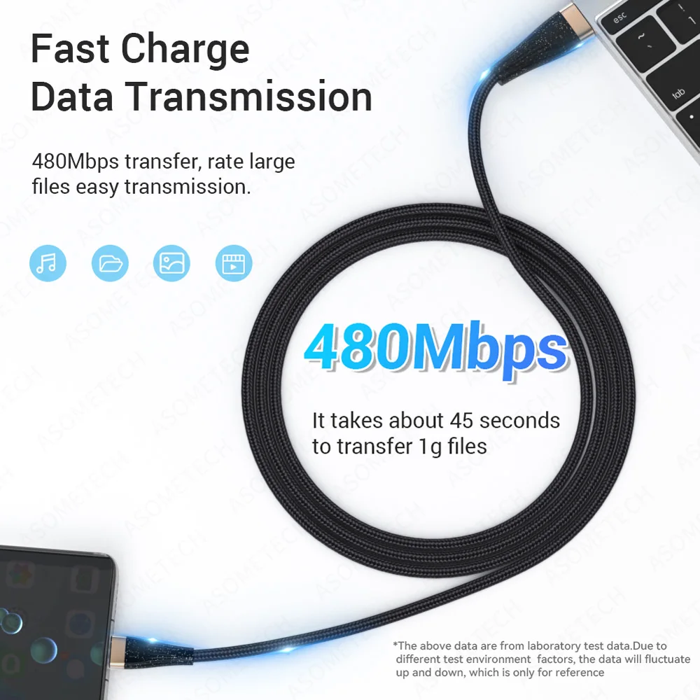 Cable USB tipo C 6A para teléfono, Cable de carga rápida USB A tipo C para Xiaomi, Samsung, MacBook, Cable de datos de carga rápida cable carga rapida tipo c cable usb c cargador carga rápida teléfonos móviles cable - imagen 2